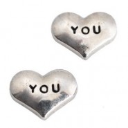 Floating Charms hartje "You" Antiek zilver 9x7mm